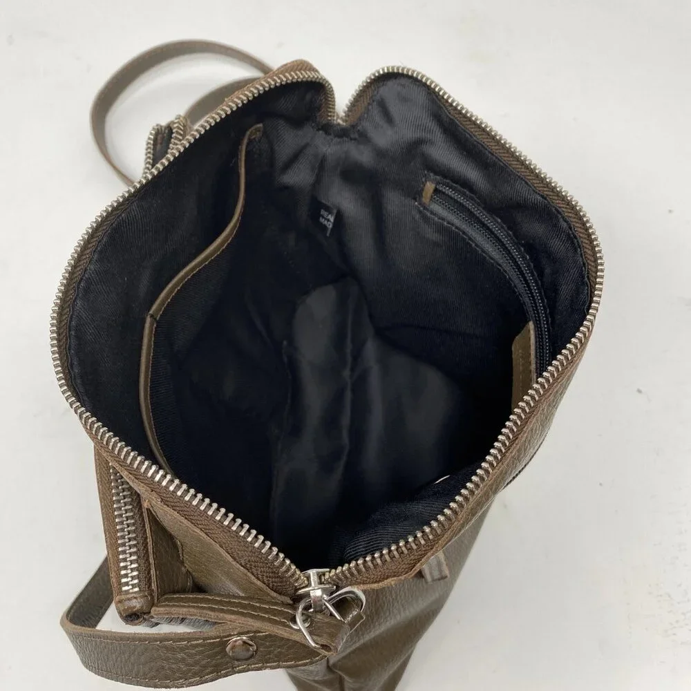 Wise Owl Dark Brown Real Leather Crossbody Handbag - Picture 5 of 16